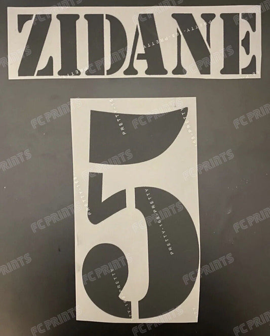 Zidane Real Madrid 2001-2003 Home Nameset Iron On Football Name And Number