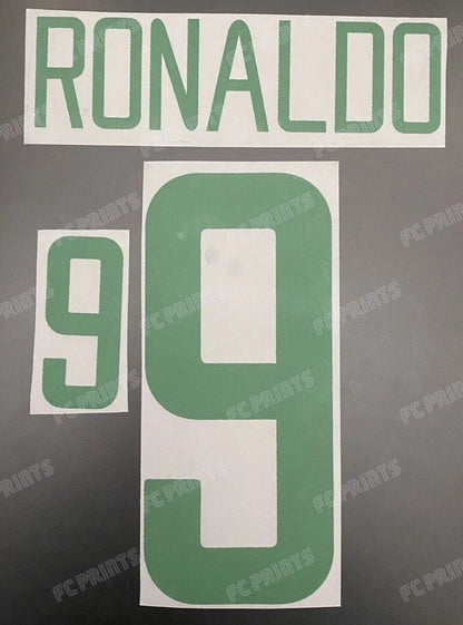 Ronaldo Brazil 2002 Home World Cup Nameset Iron On Football Name And Number