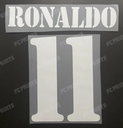 Ronaldo Real Madrid 2001-2003 Away Nameset Iron On Football Name And Number