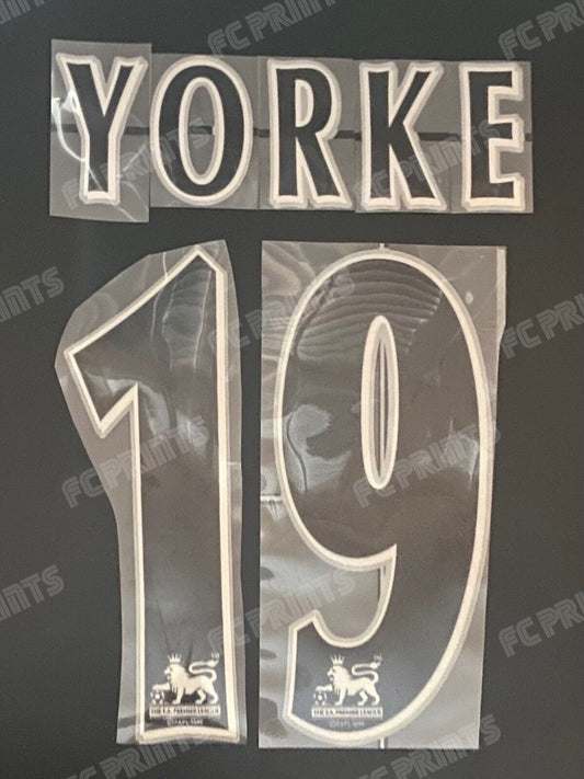 Yorke #19 1997-2007 Premier League Lextra Nameset Player Size Name Number