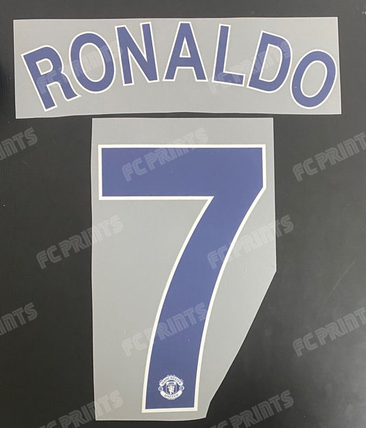 Ronaldo Manchester United 2008-2009 UCL Nameset Iron On Football Name And Number