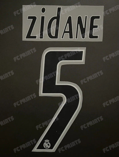 Zidane Real Madrid 2005-2006 Home Nameset Iron On Football Name And Number