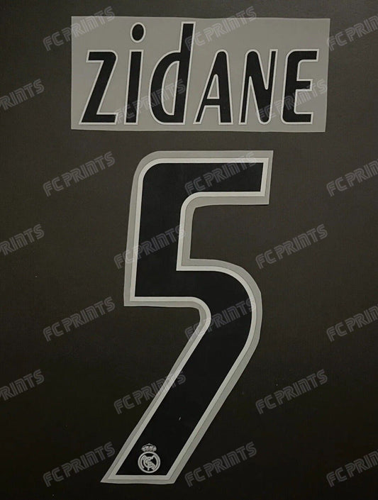 Zidane Real Madrid 2005-2006 Home Nameset Iron On Football Name And Number