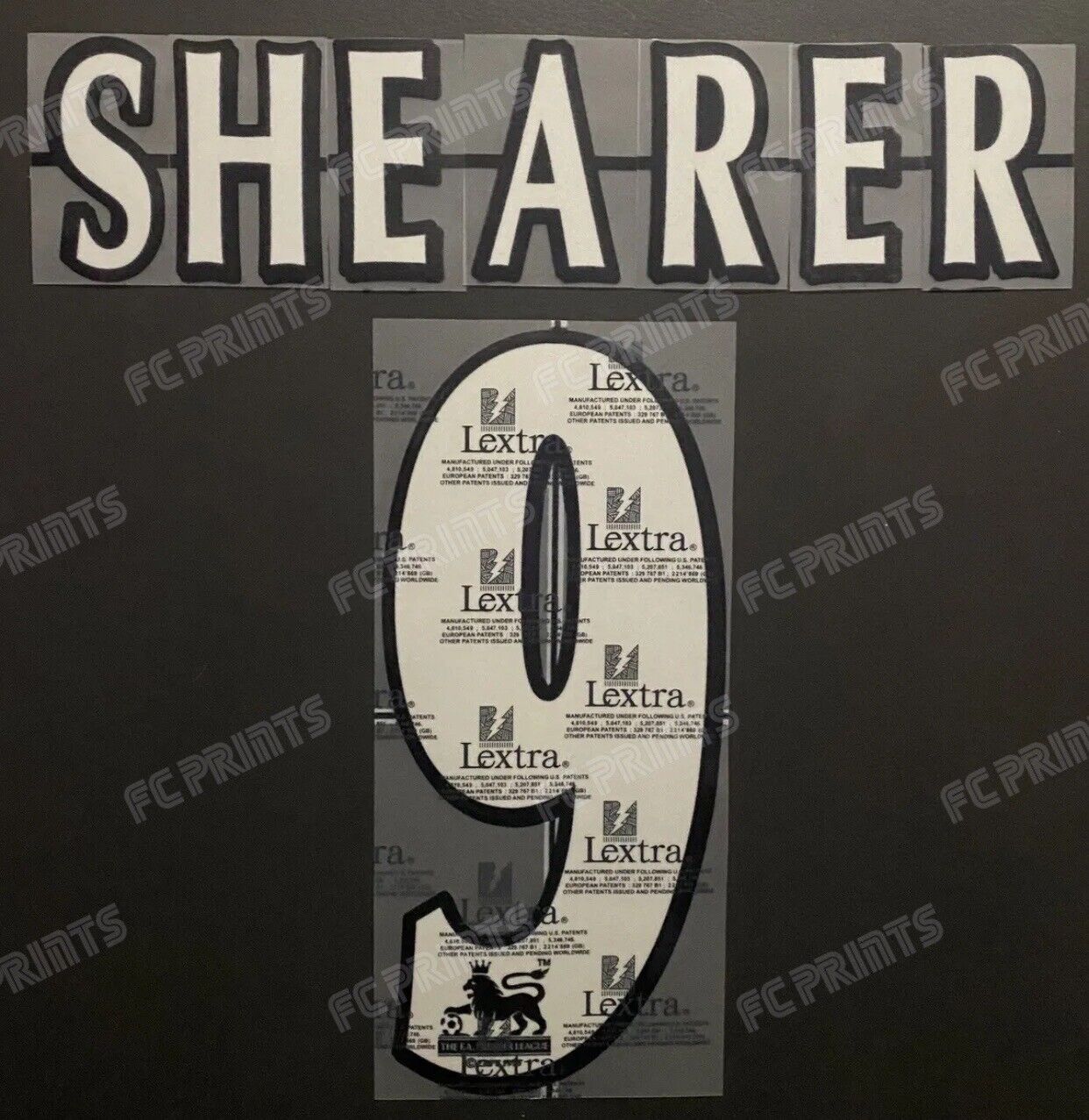 Shearer #9 1997-2007 Premier League Lextra Nameset Player Size Name Number