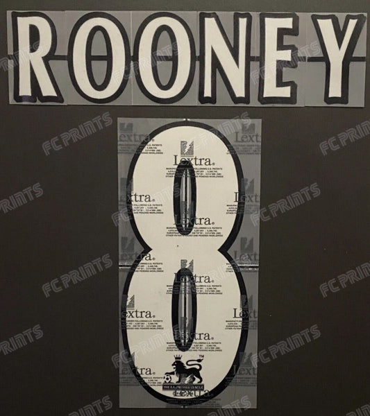 Rooney #8 1997-2007 Premier League Lextra Nameset Player Size Name Number