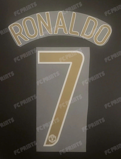 Ronaldo Manchester United 2006-2007 UCL Nameset Iron On Football Name And Number