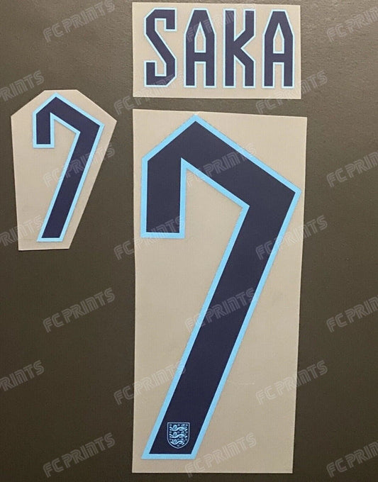 Saka England 2023 Home Nameset Iron On Football Name And Number UK