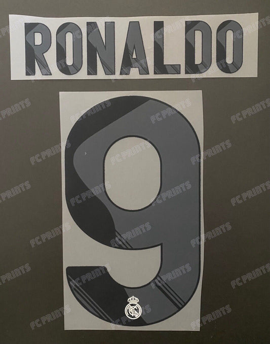 Ronaldo Real Madrid 2009-2010 Home Nameset Iron On Football Name And Number