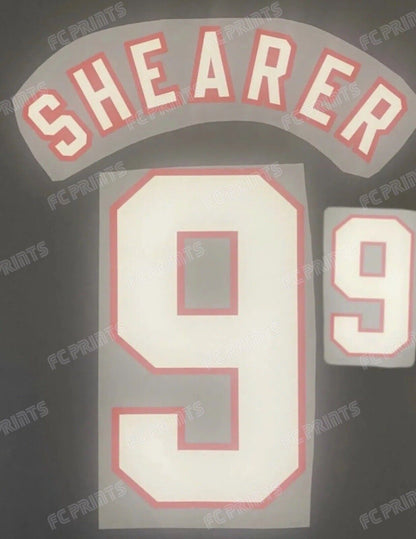 Shearer England Euro 1996 Away Nameset Iron On Football Name And Number UK