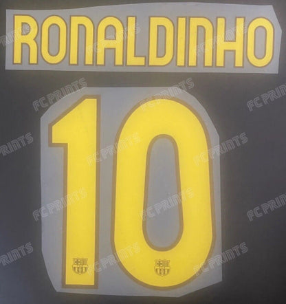 Ronaldinho Barcelona 2007-2008 Home Nameset Iron On Football Name And Number