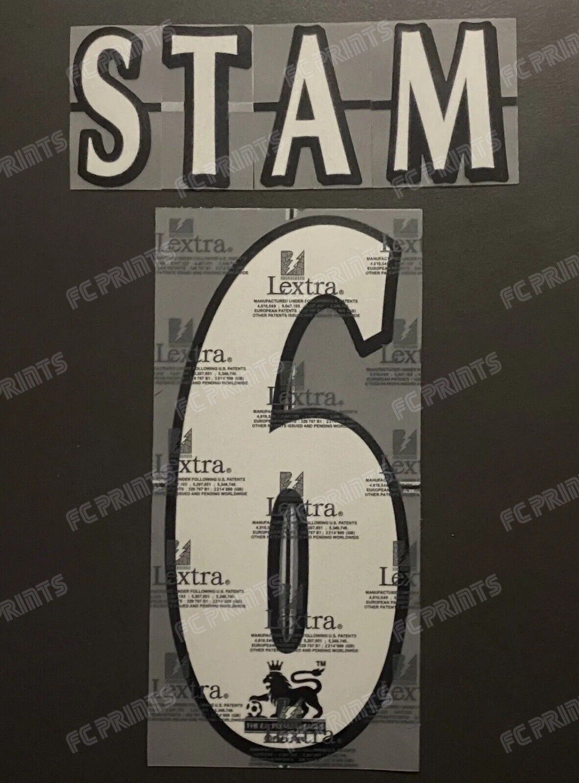 Stam #6 1997-2007 Premier League Lextra Nameset Player Size Name Number