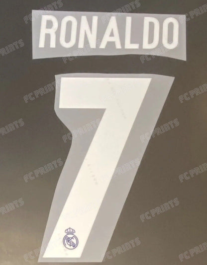 Ronaldo Real Madrid 2016-2017 Away Nameset Iron On Football Name And Number