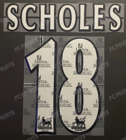 Scholes #18 1997-2007 Premier League Lextra Nameset Player Size Name Number