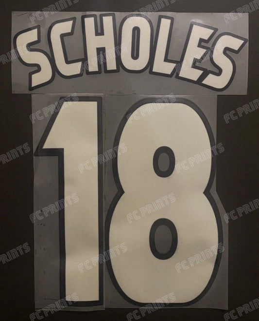 Scholes #18 1997-1999 Champions League FA Lextra Nameset Player Size Name Number