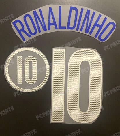 Ronaldiniho Brazil 2004 Away Nameset Iron On Football Name And Number