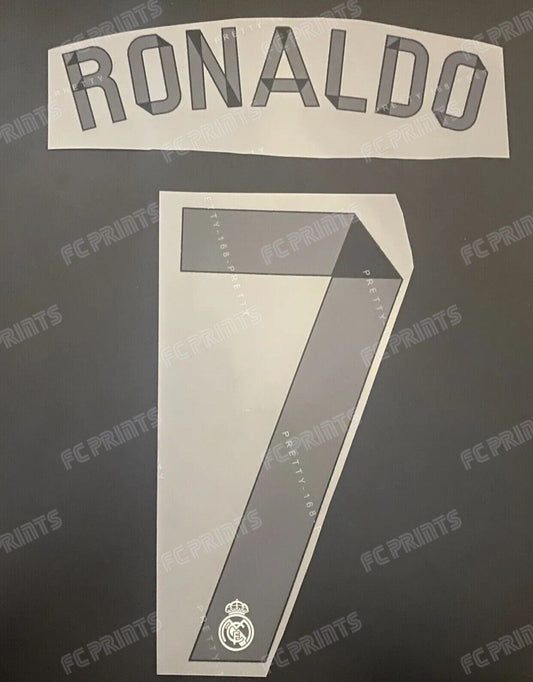 Ronaldo Real Madrid 2014-2015 Home Nameset Iron On Football Name And Number